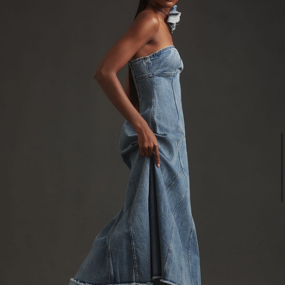 Pilcro by Anthropologie Blue Denim Midi Dress Size Medium - Picture 4 of 9